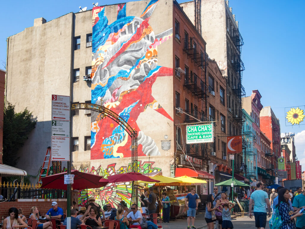 Statue of Liberty street art in NYC's Little Italy